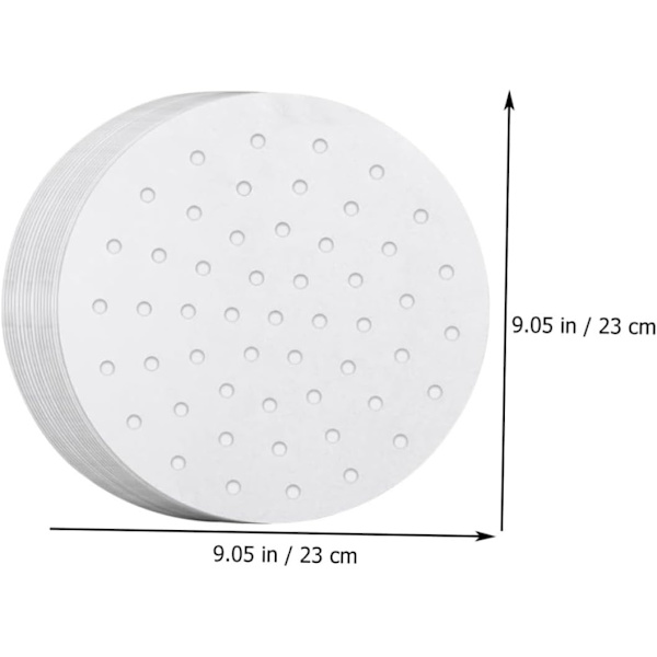 200 stk. Airfryer Papir Airfryer Bagepapir Airfryer Tilbehør Runde Dim Sum Damperpapir Bagepapir 23x23cm