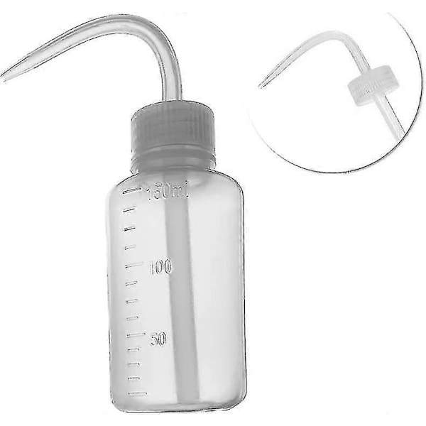 Vaskeflaske 150ml 5oz Smal Mund Klemme Flaske Medicinsk Laboratorie Plastik Sikkerheds Klemme Flaske Spildsikker Bøjet Mund Vandkande 2 stk