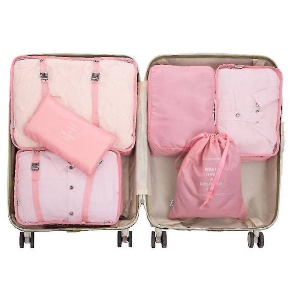 6 st resepackningskuber, bagagepaketeringsorganisatorer (rosa)