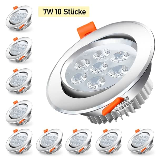 10X 7W Cool White LED Indbygningsspots til Badeværelset