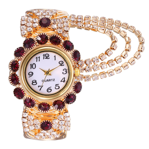 Dam Diamond Temperament Quartz Watch Mode Legering Armband Damklocka-Lila purple