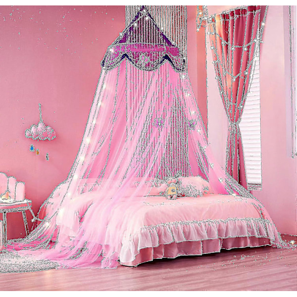 Sengehimmel med lys Sengehimmelgardiner til piger Toddler Sengehimmel til piger tao Purple and Pink