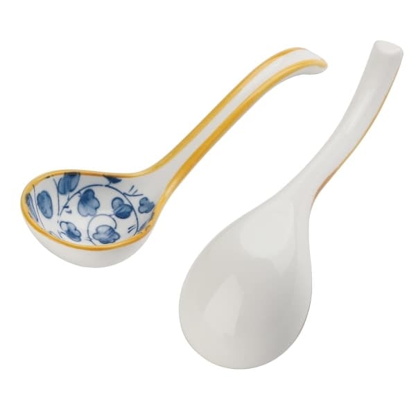 Keramiska soppskedar Set med 4 japanska soppskedar i porslin
