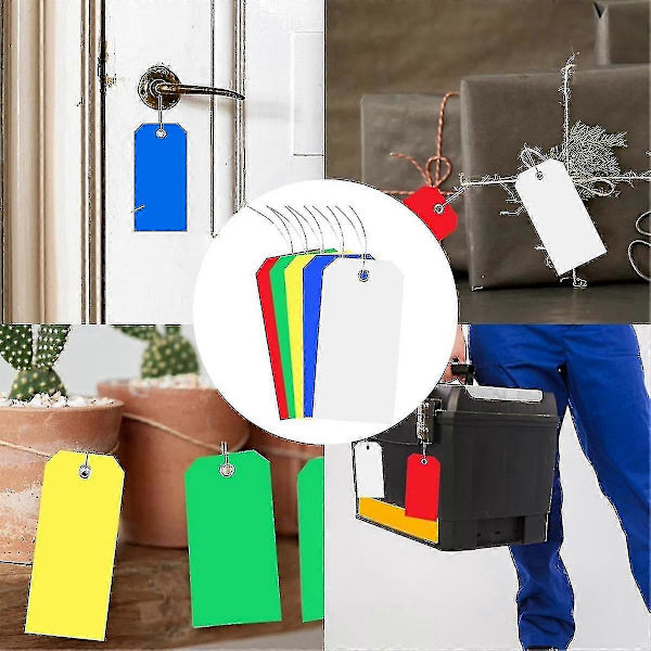 100 stk 6x12cm Plastforsendelsesmerker Fargerike Blanke Merkingsetiketter Vanntette 100 PCS-YELLOW