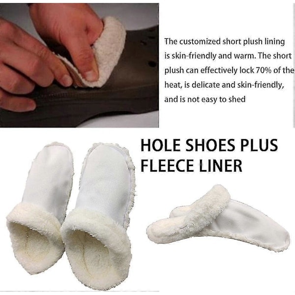 Innersåler for Crocs Clogs - Erstatning, Vinter Pelsinnlegg Sko Liner Såle Varm Avtakbar Pelsforet Innersåler Tøfler Fleece M
