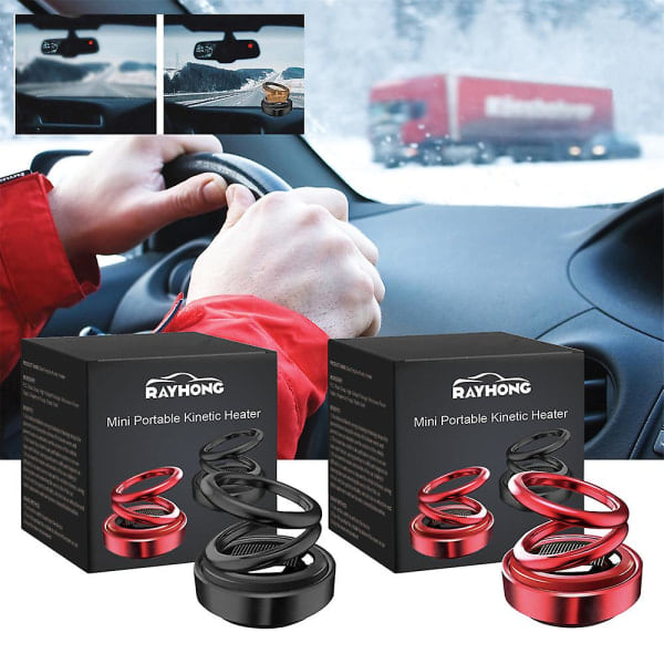 Bärbar kinetisk minivärmare - Automatisk rotering - Mini Solar dubbelring 2PCS red