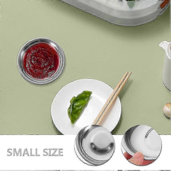 Sæt med 10 dyppeskåle i rustfrit stål - Små runde sauceskåle til krydderier, sushi og tilbehør