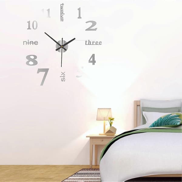 Ramlös DIY Väggklocka Stor Modern Design Dekor DIY Väggklocka För Hemdekorationer Silver