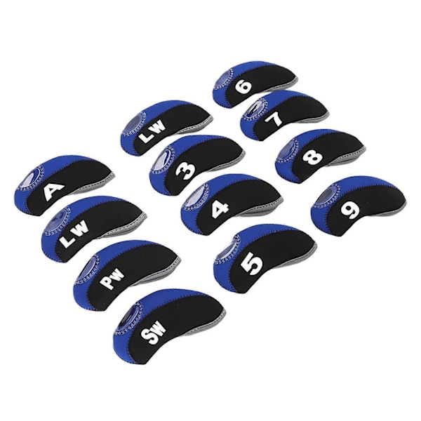 12 kpl Golfmailan Päälliset Golf Rautamailan Numeropäällinen Mailan Suojaava Päällinen Musta Royal Blue