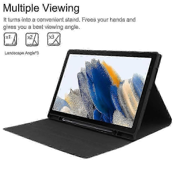 Samsung Galaxy Tab A8 10.5 (2022) X205 / X200 Kynäpaikka Jalustallinen Tabletti PU Nahkakotelo + Irrotettava Multicolor Black