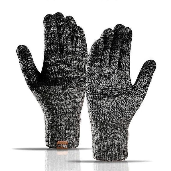 Stickade vinterhandskar för dam och herr, kashmirstickade, varma tjocka handskar för höst och vinter, pekskärmskompatibla skidhandskar Dark gray