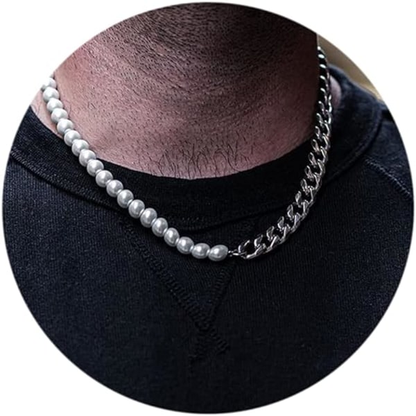 Rostfritt stål kubansk kedja pärlkedja halsband herr blekfritt titanstål herr pärlhalsband trendigt cool