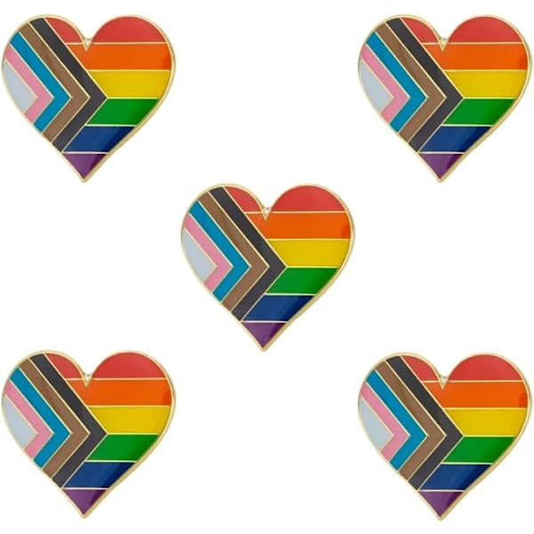 5-pakning Biseksuell pride hjerteformede pins brosjer flaggmerke brosje Progress Heart 5pcs