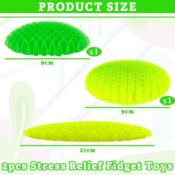 2 stk. Stressaflastende Fidget Legetøj Popping Worm Strækbare Legetøj Worm Store Fidget Legetøj Voksne og Børn Rejse Worm Fidget Legetøj til Børn og Voksne - 12cm