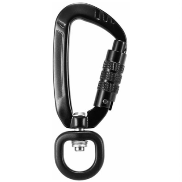 360° roterende karabinkrok, 4Kn, 2 stk, svart