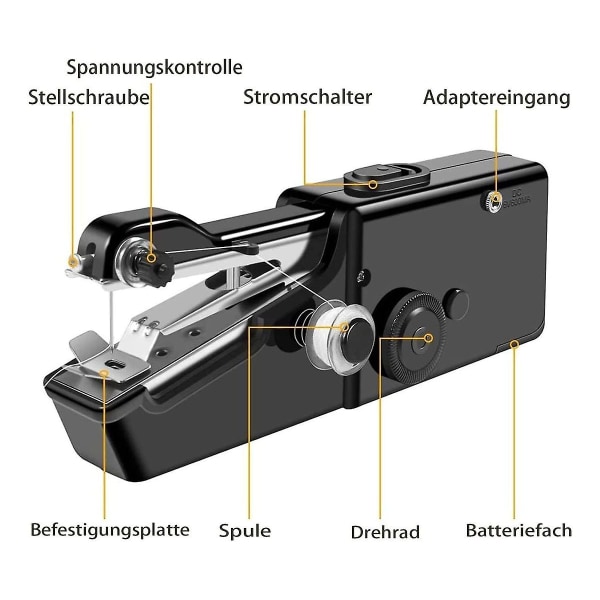 Liten Handhållen Bärbar Symaskin, Handhållen Elektrisk Syset Bärbar Mini Sy-maskin (svart) (1 set)