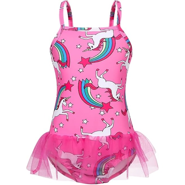 Jente Unicorn Badedrakt Badedrakt Barn Tutu Skjørt Endelt Badetøy Leotard Sommerferie Strandklær Pink 120cm