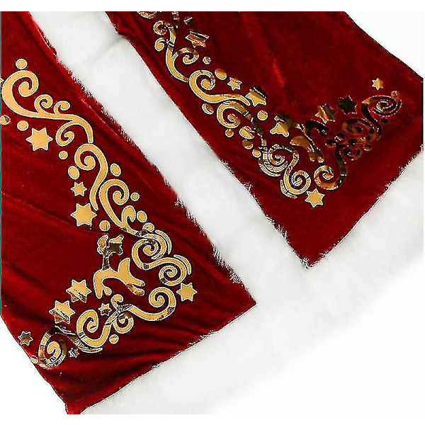 Plus Size Deluxe Sammet Juldräkt Cosplay Par Santa Claus Kläder Festkläder Juluniform Kostym För Män Kvinnor Red  Women XL