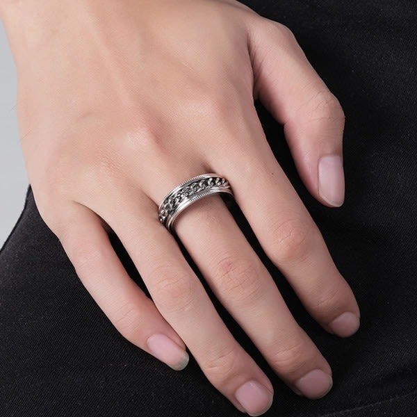 Anti-stressring med roterande kedja Silver Storlek 11 Silver Storlek 11