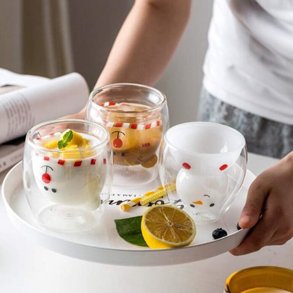 Söta kaffekoppar te mjölk söt björn katt panda espressokoppar muggar dubbelväggiga isolerade glas födelsedagspresenter Transparent bear