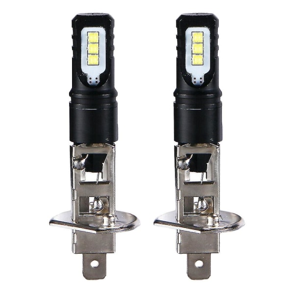 2 stk LED tåkelys for bil H1 6000k ultrasterke hvite 6000lm