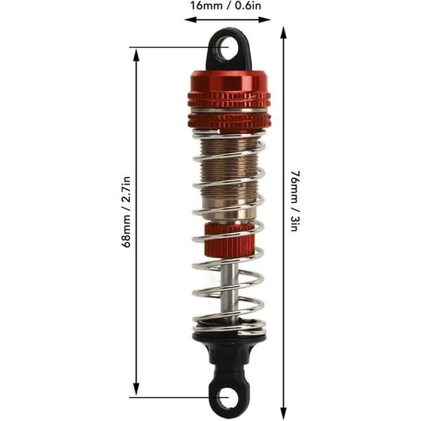 Hydraulisk støddæmper - 2 stk. - Aluminiumslegering - Stødabsorption - Til SCY 16101 RC-bil - 76 mm rød