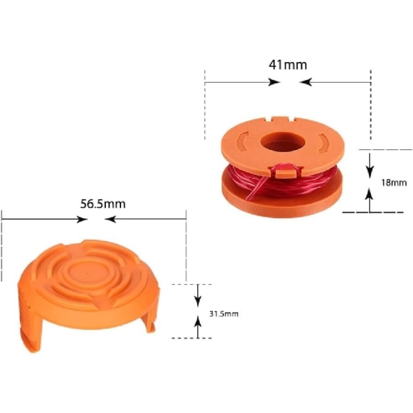 Til URPIZY plæneklipperspoler, 20 stk. spoler med 2 hætter, passer til Worx WA0010 WG154 WG163 WG180 WG184
