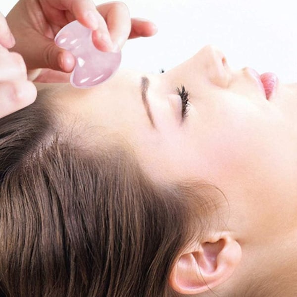 2 stk Gua Sha Ansigtsværktøjer, Rosakvarts Svampe Ansigtsmassager Sundheds Jade Stene Svampe Ridser Massagepleje Værktøjer til Kvinder Hjemmespa Pink