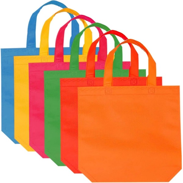 24 stk. ikke-vevde poser - 33 * 26,2 cm gjenbrukbare festgaveposer, godteposer, handleposer, vaskbar totebag med håndtak for festgaver (6 farger)