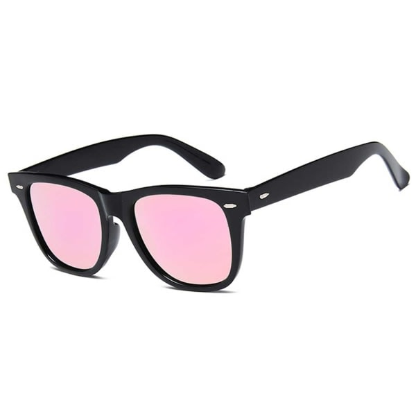 Svarta Wayfarer Solglasögon Rosa Spegelglas Svart