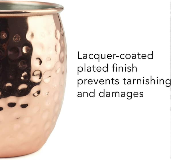 Moscow Mule Mugg-Set med 2 Hammrade Koppar-Rostfritt Stål Foder-3,7\" Diameter x 4\" Hög (Roséguld)