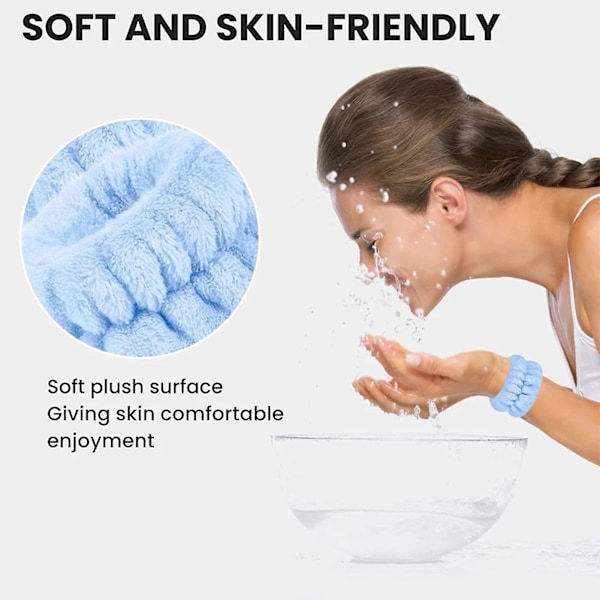 2 STK Ansiktsvask Armbånd Mikrofiber Mansjett Armbånd Myke Absorberende Spa Håndledd Vaskebånd White