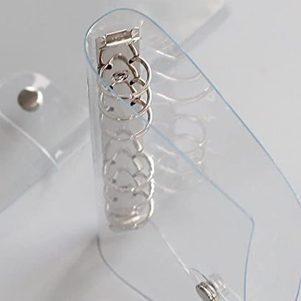 Ringpärm i klar mjuk PVC med 6 hål, vattentät pärm för lösblad med transparent linjal, påfyllningsbar pärm A6