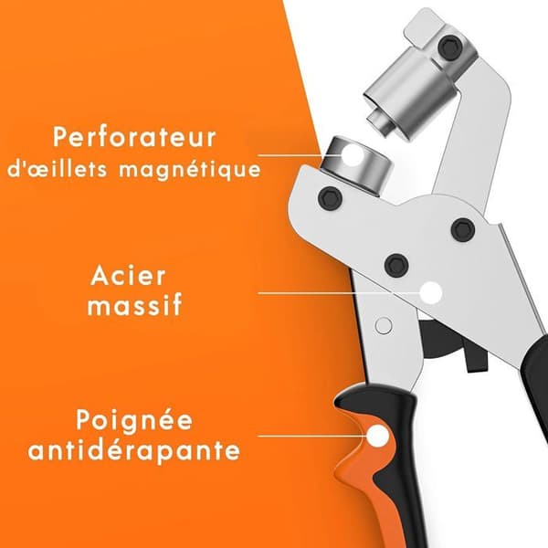 Profesjonell maljeperforator - Minimal innsats - Hulltang med 100 maljer (Ø innvendig 10 mm)