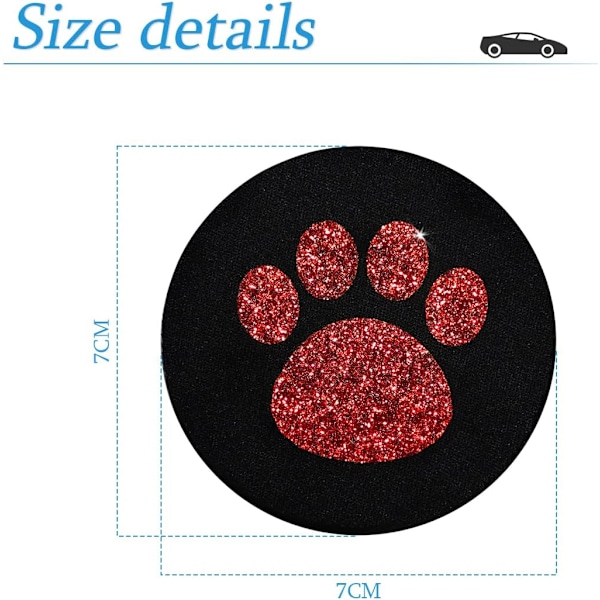 2 kpl Auton Kupinpidike Alustaa, Kimaltava Glitter-Tiivisteinen Koiranpennun Jälki Kupin Alusta, Kumipintainen Liukumaton Auton Juomatiiviste, Yleismaailmallinen Auton Sisustusvaruste Red