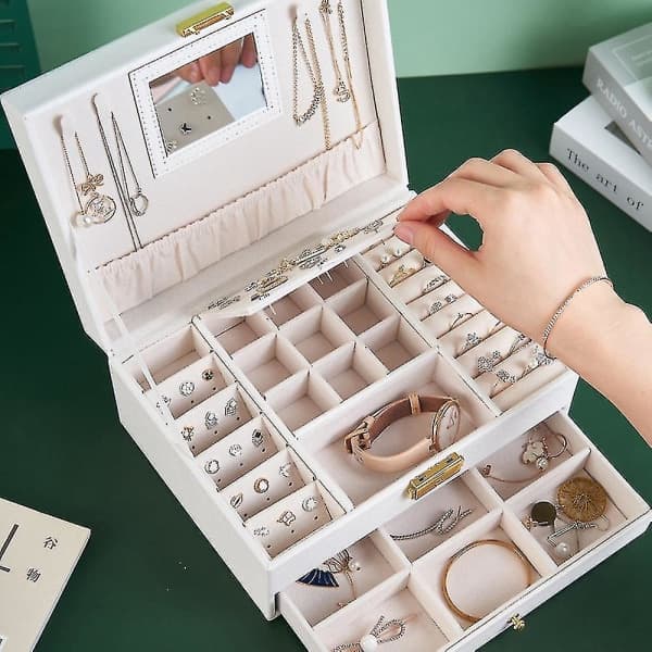 Bærbart smykkeskrin Smykkeskrin til øreringe, halskæder, (a)