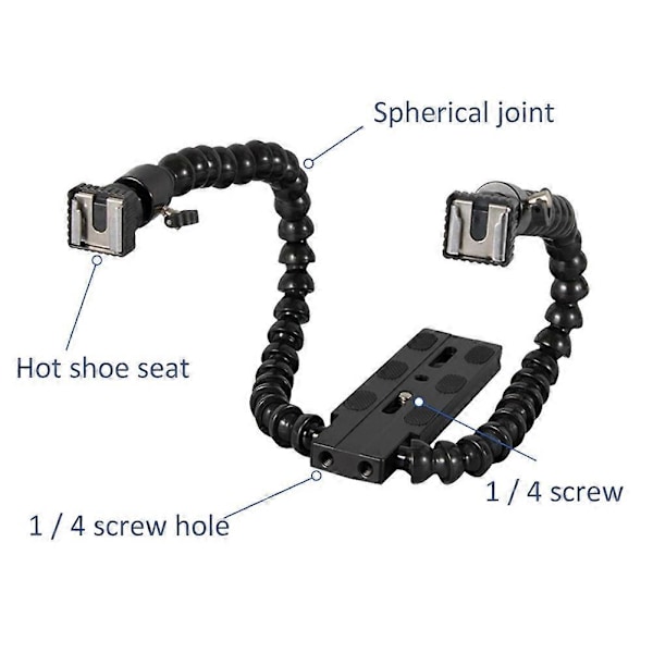 Flexibelt Dubbelarm Blixtskofäste Hållare för Makrofotografering Kameratillbehör