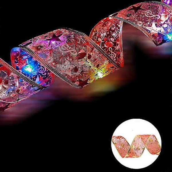 Bånd Fe Lys Juledekoration Juletræspynt til Hjemmet 2023 Julelys Navidad Natal Nytår 2024 Red-Multicolor 2M