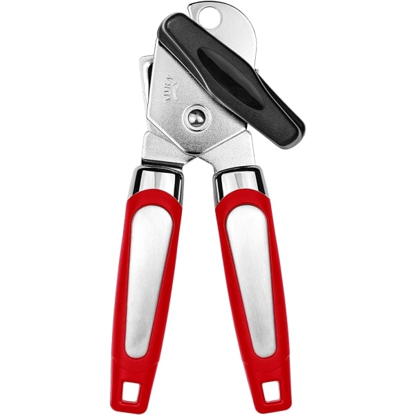 3-i-1 manuell konservöppnare i rostfritt stål med halkfritt handtag Style 1 Red
