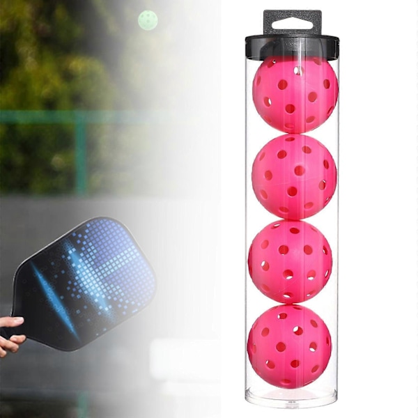 Inomhus Pickleballs - Inomhusbanans Pickleball Bollar - 4-pack Pickleballs - Turnering Pickleballs Rose Red 74mm
