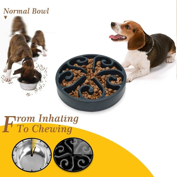 1 st Slowmatningskål för Hund, Långsam Ätningsskål för Mellanhundar, Rolig Pussel Slow Feed Halksäker Interaktiv Blo Black