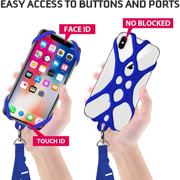 1 stk Mobiltelefon Lanyard Stropp Veskeholder med Avtakbar Halsstropp Universal for Smartphone iPhone 8,7 6S iPhone 6S Plus Dark Blue