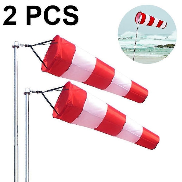 2 kpl Säähaukka Ulkokäyttöön Rip-stop Tuulensukka Pyörivä Tuulensukka Ulkoinen Anemometri Paketti-hy Red and white color