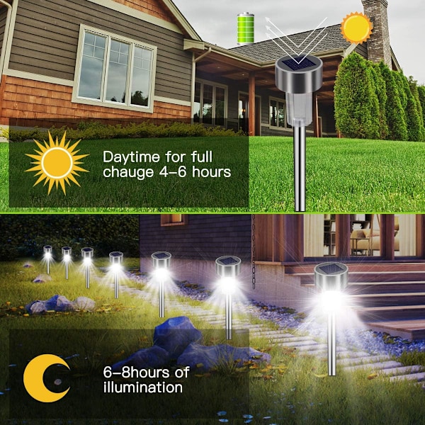 Solcellsdrivna Trädgårdslampor LED 12-pack Trädgård Gånglampa Utomhusbelysning Vattentät IP65 Lampa