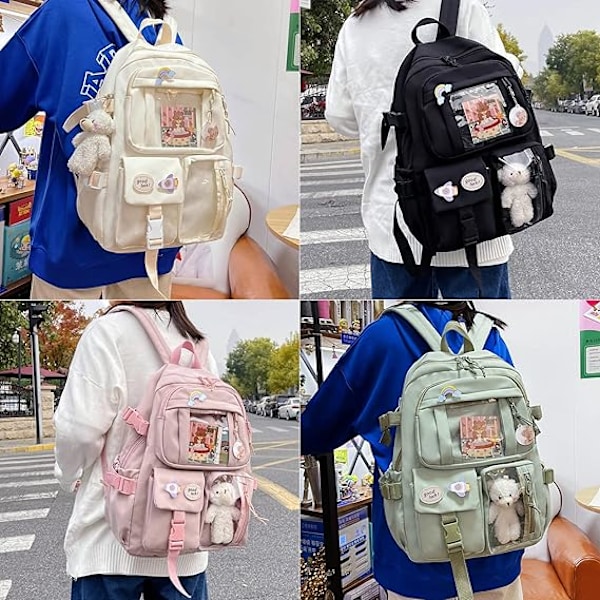 1 kpl Kawaii-reppu, jossa on Kawaii-neula ja tarvikkeita, suurikokoinen söpö karhutarvikkeiden reppu White
