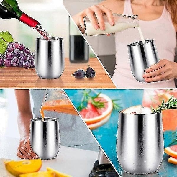 2-pak isolerte vinglass, 12 oz rustfritt stål vinglass med lokk