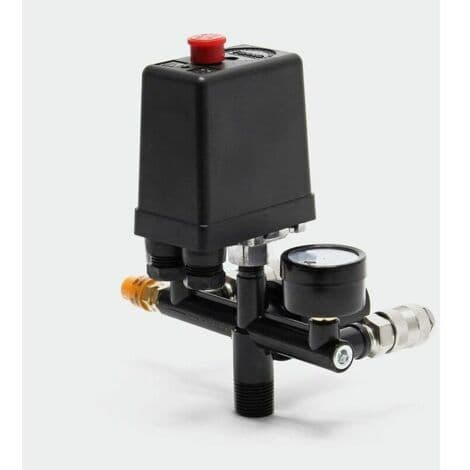 Kompressor trykregulator – Trykafbryder med 2 displays – 20,67 mm lynkoblinger – Tryk 0 til 12 bar – Spænding 240V/16A