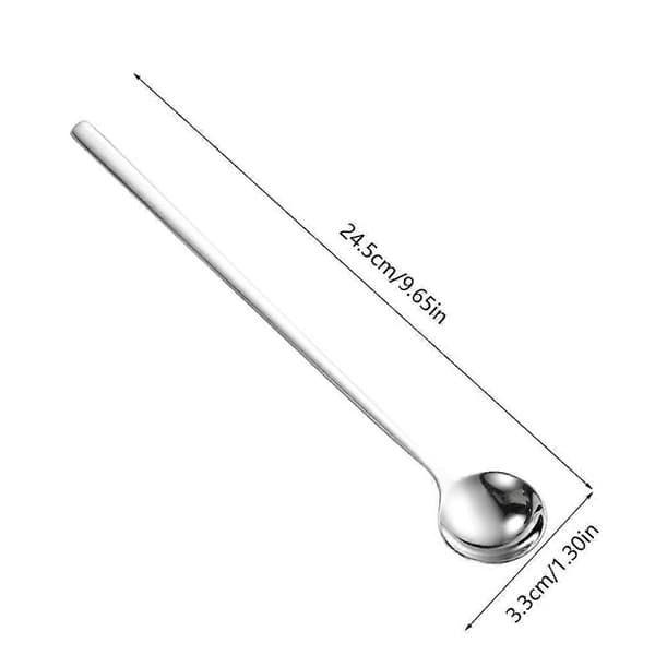 6-pak Lange Skafter Tynde Skeer Sæt 304 Rustfrit Stål Røreskeer Round spoon small