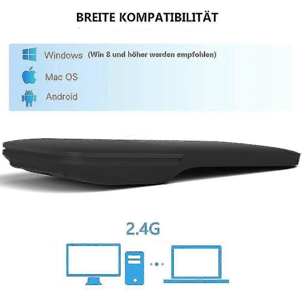Ergonomisk Trådløs Mus, Sammenklappelig Flad Mus, Trådløs