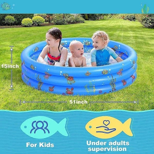 Pooler Uppblåsbar Pool 3 Ringar Plaskpool Uppblåsbar Pool Inomhus & Utomhus Små Plaskpooler 130cm
